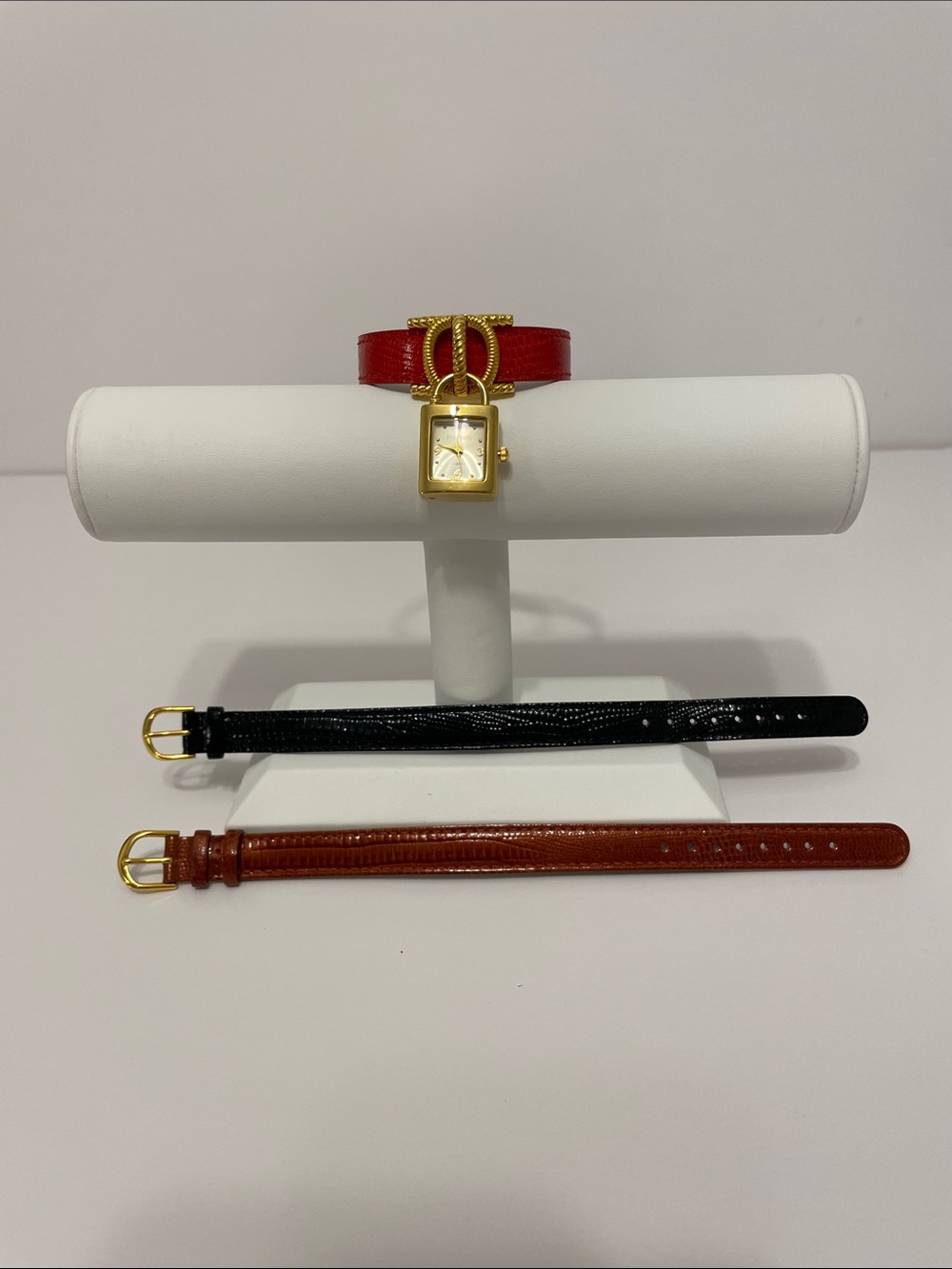 Joan Rivers Vintage Padlock-Style Watch with Interchangeable Leather Straps